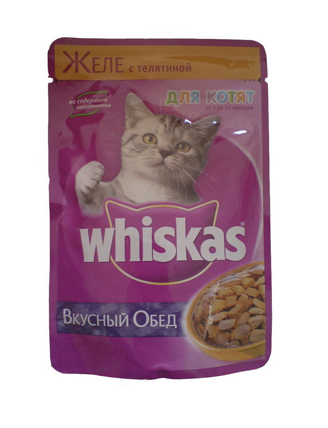 Вискас whiskas желе с телятиной для котят